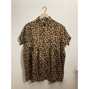 Missguided Petite Leopard Smock Dress US 6 Womens